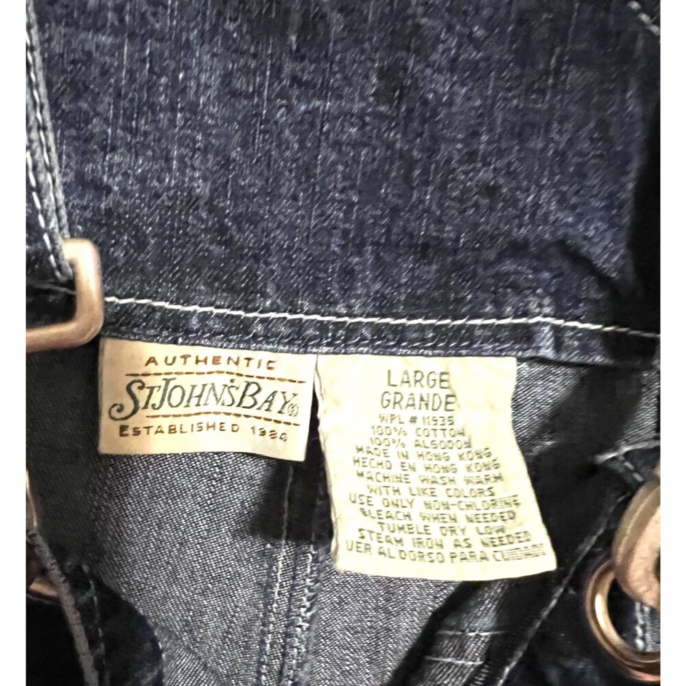 St. Johns Bay Vintage Denim Medium Wash Short Overall Bibs Y2K Size Large - Picture 4 of 8